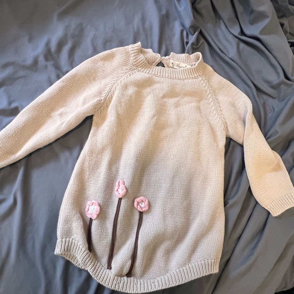 J. Crew Casual Cream and Pink Dress